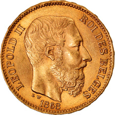 Münze, Belgien, Leopold II, 20 Francs, 20 Frank, 1868, VZ, Gold, KM:32