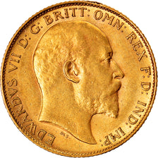 Moeda, Grã-Bretanha, Edward VII, 1/2 Sovereign, 1908, London, AU(50-53)