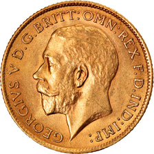 Coin, Great Britain, George V, 1/2 Sovereign, 1911, AU(55-58), Gold, KM:819