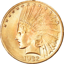 Moneta, USA, Indian Head, $10, Eagle, 1932, U.S. Mint, Philadelphia, MS(60-62)