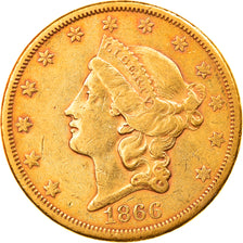 Moneta, USA, Liberty Head, $20, Double Eagle, 1866, San Francisco, VF(30-35)