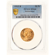 Coin, Switzerland, 20 Francs, 1915, Bern, PCGS, MS66, MS(65-70), Gold, KM:35.1