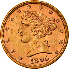 Monnaie, États-Unis, Coronet Head, $5, Half Eagle, 1895, U.S. Mint