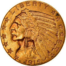 Moeda, Estados Unidos da América, Indian Head, $5, Half Eagle, 1915, U.S. Mint