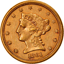 Moneta, USA, Coronet Head, $2.50, Quarter Eagle, 1861, U.S. Mint, Philadelphia