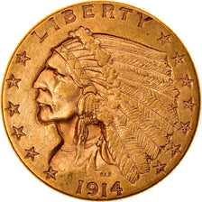 Moneda, Estados Unidos, Indian Head, $2.50, Quarter Eagle, 1914, U.S. Mint