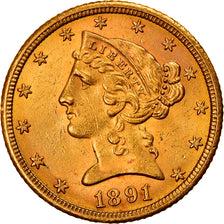 Münze, Vereinigte Staaten, Coronet Head, $5, Half Eagle, 1891, U.S. Mint