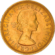 Moeda, Grã-Bretanha, Elizabeth II, Sovereign, 1958, MS(63), Dourado, KM:908