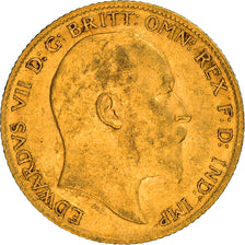 Moneda, Gran Bretaña, Edward VII, 1/2 Sovereign, 1907, EBC, Oro, KM:804