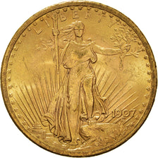 Moneda, Estados Unidos, Saint-Gaudens, $20, Double Eagle, 1907, Philadelphia