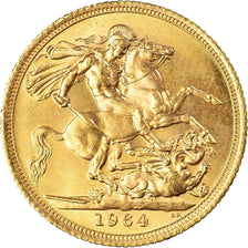 Coin, Great Britain, Elizabeth II, Sovereign, 1964, MS(63), Gold, KM:908