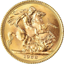 Coin, Great Britain, Elizabeth II, Sovereign, 1968, MS(64), Gold, KM:908