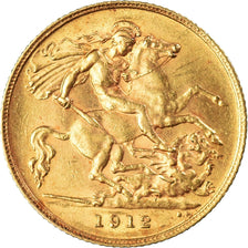 Münze, Großbritannien, George V, 1/2 Sovereign, 1912, London, VZ, Gold, KM:819