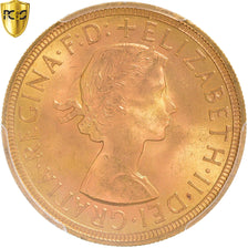 Münze, Großbritannien, Elizabeth II, Sovereign, 1957, PCGS, MS66, STGL, Gold