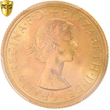 Moneda, Gran Bretaña, Elizabeth II, Sovereign, 1962, PCGS, MS65, FDC, Oro