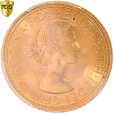 Moneda, Gran Bretaña, Elizabeth II, Sovereign, 1963, PCGS, MS65, FDC, Oro