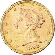 Moneda, Estados Unidos, Coronet Head, $5, Half Eagle, 1882, San Francisco, EBC