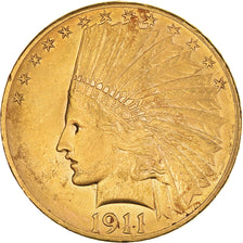 Munten, Verenigde Staten, Indian Head, $10, Eagle, 1911, Philadelphia, PR, Goud