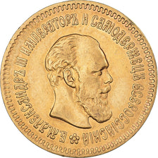 Munten, Rusland, Alexander III, 5 Roubles, 1888, St. Petersburg, ZF+, Goud