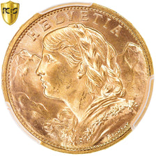 Moneta, Svizzera, 20 Francs, 1915, Bern, PCGS, MS66+, FDC, Oro, KM:35.1, graded