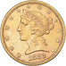 Moneta, Stati Uniti, Coronet Head, $5, Half Eagle, 1882, Philadelphia, SPL-