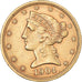 Moneda, Estados Unidos, Coronet Head, $5, Half Eagle, 1904, Philadelphia, EBC