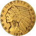 Moneta, Stati Uniti, Indian Head, $5, Half Eagle, 1914, Philadelphia, BB+, Oro