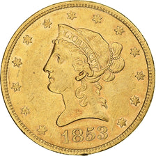 Estados Unidos, Coronet Head, $10, Eagle, 1853, Philadelphia, MBC, Oro, KM:66.2