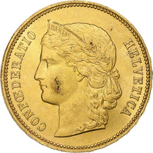 Szwajcaria, 20 Francs, Helvetia, 1889, Bern, Złoto, MS(63), KM:31.3