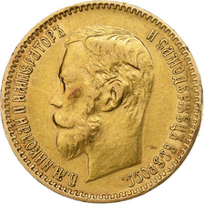 Rusland, Nicholas II, 5 Roubles, 1900, Saint Petersburg, Goud, ZF, KM:62