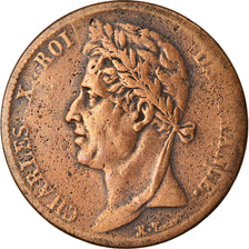 Moeda, COLÓNIAS FRANCESAS, Charles X, 5 Centimes, 1825, Paris, VF(20-25)