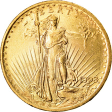 Monnaie, États-Unis, Saint-Gaudens, $20, Double Eagle, 1908, U.S. Mint