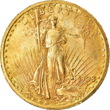 Monnaie, États-Unis, Saint-Gaudens, $20, Double Eagle, 1908, U.S. Mint