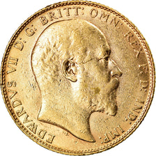 Moneta, Wielka Brytania, Edward VII, Sovereign, 1910, AU(55-58), Złoto, KM:805