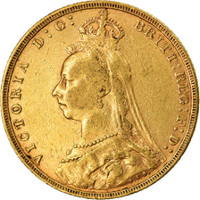 Coin, Great Britain, Victoria, Sovereign, 1891, London, AU(50-53), Gold, KM:767