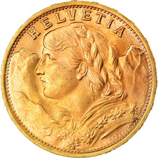 Moeda, Suíça, 20 Francs, 1935, Bern, MS(63), Dourado, KM:35.1