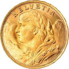 Coin, Switzerland, 20 Francs, 1947, Bern, MS(63), Gold, KM:35.2