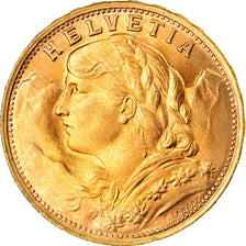 Moneta, Szwajcaria, 20 Francs, 1947, Bern, MS(64), Złoto, KM:35.2