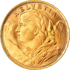 Moneta, Szwajcaria, 20 Francs, 1947, Bern, MS(63), Złoto, KM:35.2