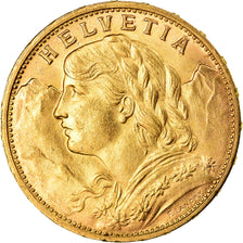 Coin, Switzerland, 20 Francs, 1916, Bern, MS(60-62), Gold, KM:35.1