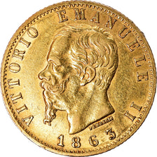 Moneta, Włochy, Vittorio Emanuele II, 20 Lire, 1863, Torino, AU(50-53), Złoto