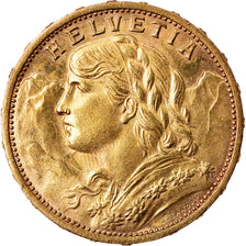 Coin, Switzerland, 20 Francs, 1927, Bern, MS(63), Gold, KM:35.1