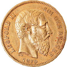 Monnaie, Belgique, Leopold II, 20 Francs, 20 Frank, 1870, SUP, Or, KM:32