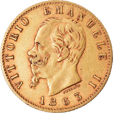 Munten, Italië, Vittorio Emanuele II, 20 Lire, 1863, Torino, ZF, Goud, KM:10.1