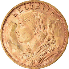 Münze, Schweiz, 20 Francs, 1947, Bern, UNZ, Gold, KM:35.2