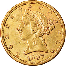 Münze, Vereinigte Staaten, Coronet Head, $5, Half Eagle, 1907, U.S. Mint