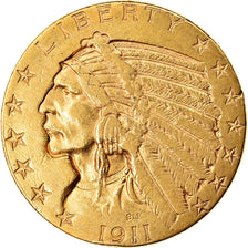 Moeda, Estados Unidos da América, Indian Head, $5, Half Eagle, 1911