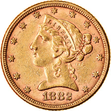 Moneta, Stati Uniti, Coronet Head, $5, Half Eagle, 1882, U.S. Mint