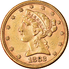 Munten, Verenigde Staten, Coronet Head, $5, Half Eagle, 1882, U.S. Mint