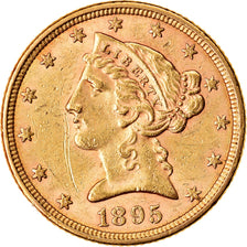 Moneta, USA, Coronet Head, $5, Half Eagle, 1895, U.S. Mint, Philadelphia